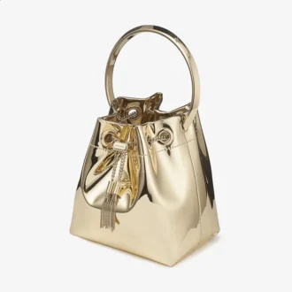 Bon Bon gouden spiegelstof mini-tas met metalen handvat