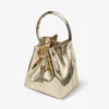 Bon Bon gouden spiegelstof mini-tas met metalen handvat Bon Bon gouden spiegelstof mini-tas met metalen handvat