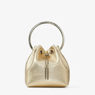 Bon Bon goudkleurige metallic nappa tas met metalen handvat