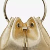 Bon Bon goudkleurige metallic nappa tas met metalen handvat Bon Bon goudkleurige metallic nappa tas met metalen handvat
