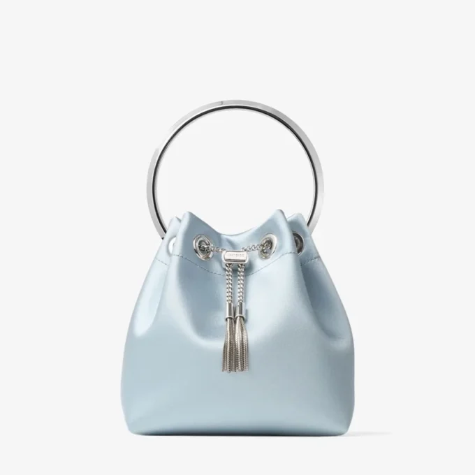 Bon Bon ijsblauwe satijnen bucket bag Bon Bon ijsblauwe satijnen bucket bag