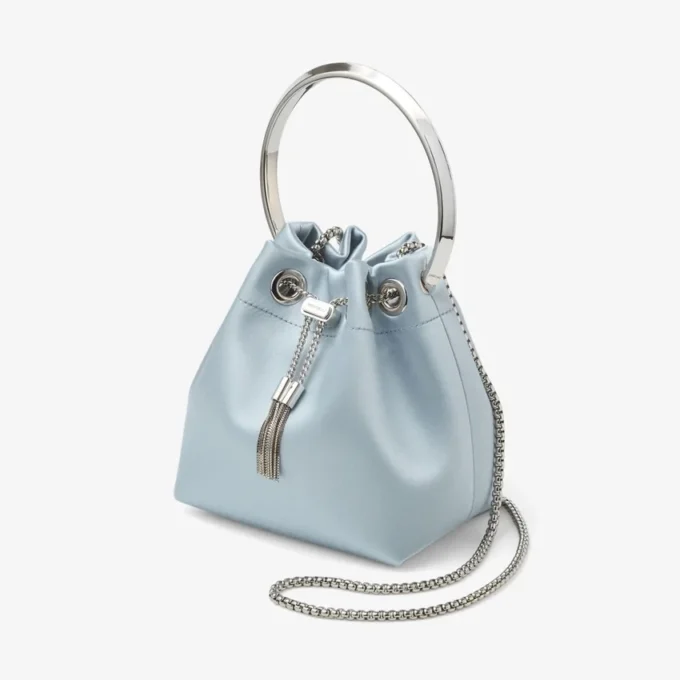 Bon Bon ijsblauwe satijnen bucket bag Bon Bon ijsblauwe satijnen bucket bag