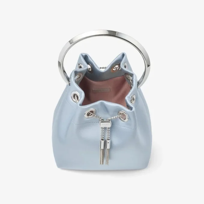 Bon Bon ijsblauwe satijnen bucket bag Bon Bon ijsblauwe satijnen bucket bag