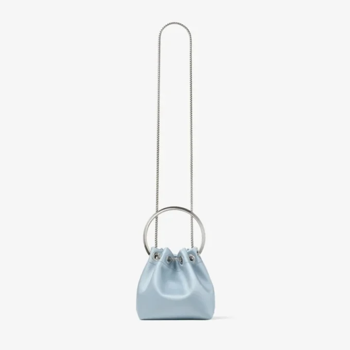 Bon Bon ijsblauwe satijnen bucket bag Bon Bon ijsblauwe satijnen bucket bag
