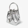 Bon Bon mini-tas van zilverkleurige spiegelstof met metalen handvat Bon Bon mini-tas van zilverkleurige spiegelstof met metalen handvat