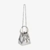 Bon Bon mini-tas van zilverkleurige spiegelstof met metalen handvat Bon Bon mini-tas van zilverkleurige spiegelstof met metalen handvat