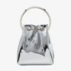 Bon Bon mini-tas van zilverkleurige spiegelstof met metalen handvat Bon Bon mini-tas van zilverkleurige spiegelstof met metalen handvat