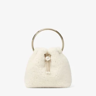 Bon Bon natuurlijke bucket bag met metalen handvat