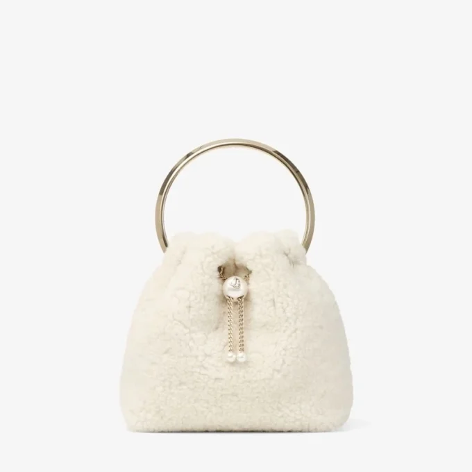 Bon Bon natuurlijke bucket bag met metalen handvat