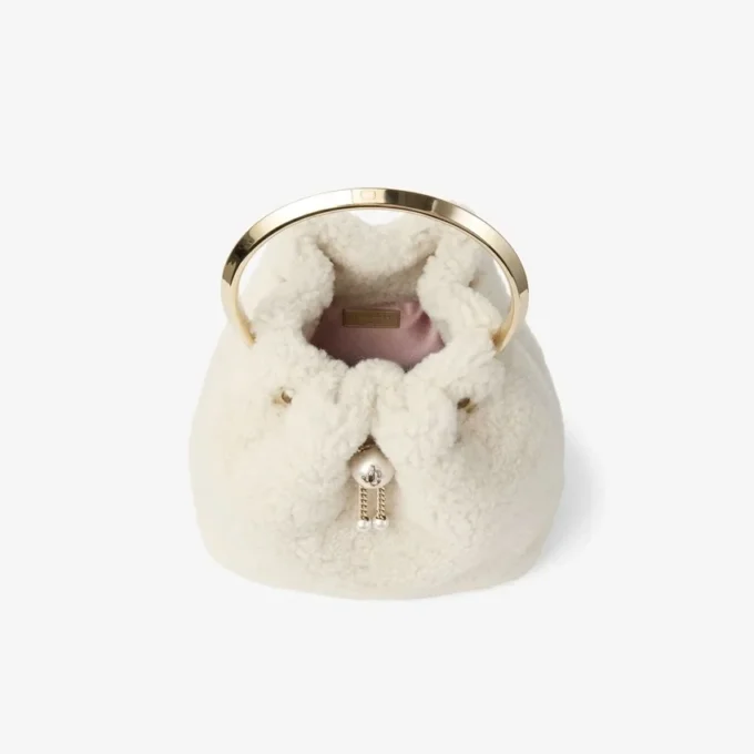 Bon Bon natuurlijke bucket bag met metalen handvat