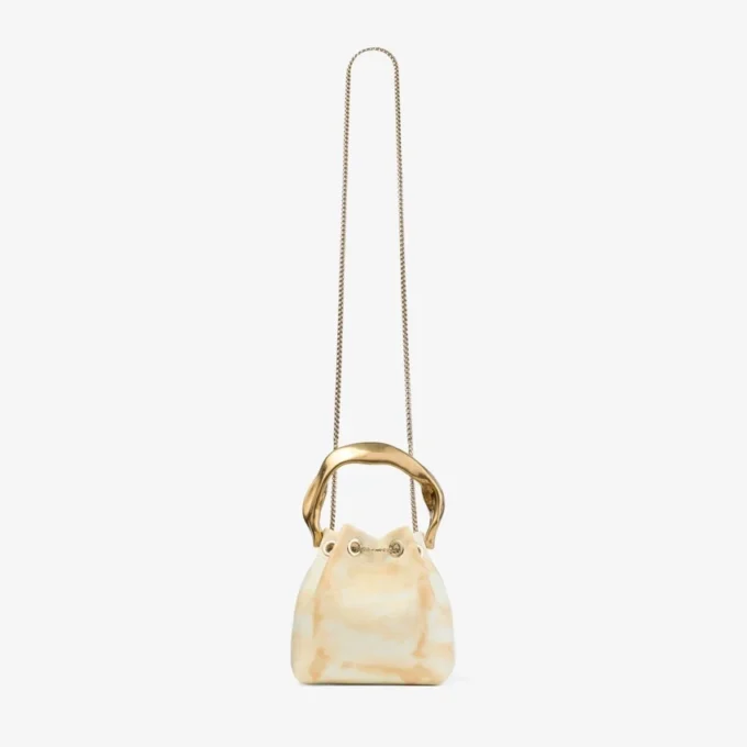 Bon Bon natuurlijke mix tie-dye leren bucket bag met gebeeldhouwde handgreep Bon Bon natuurlijke mix tie-dye leren bucket bag met gebeeldhouwde handgreep