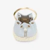 Bon Bon Riviera Blue Mix gespikkeld canvas en rieten bucket bag Bon Bon Riviera Blue Mix gespikkeld canvas en rieten bucket bag