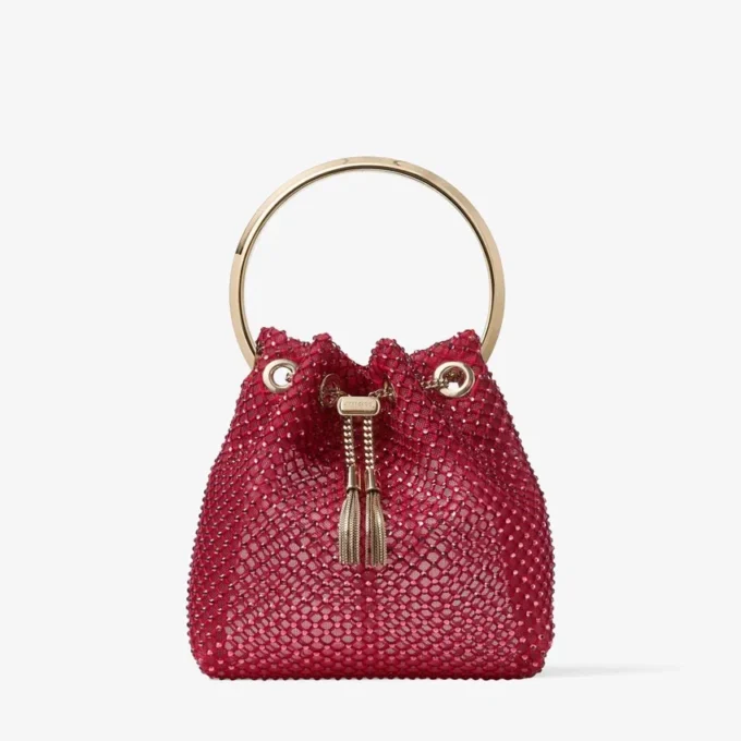 Bon Bon rode kristallen mesh satijnen handtas Bon Bon rode kristallen mesh satijnen handtas