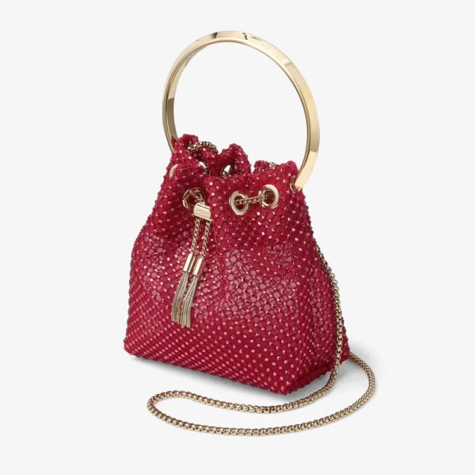 Bon Bon rode kristallen mesh satijnen handtas Bon Bon rode kristallen mesh satijnen handtas