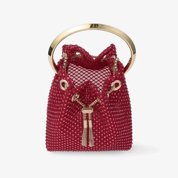 Bon Bon rode kristallen mesh satijnen handtas Bon Bon rode kristallen mesh satijnen handtas