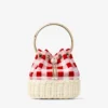 Bon Bon Ruby Red Gingham katoenen stof en rieten bucket bag Bon Bon Ruby Red Gingham katoenen stof en rieten bucket bag