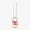 Bon Bon Ruby Red Gingham katoenen stof en rieten bucket bag Bon Bon Ruby Red Gingham katoenen stof en rieten bucket bag