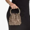 Bon Bon Tan metallic kristallen mesh handtas met kristallen handvat Bon Bon Tan metallic kristallen mesh handtas met kristallen handvat