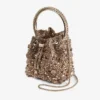 Bon Bon Tan metallic kristallen mesh handtas met kristallen handvat Bon Bon Tan metallic kristallen mesh handtas met kristallen handvat