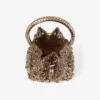 Bon Bon Tan metallic kristallen mesh handtas met kristallen handvat Bon Bon Tan metallic kristallen mesh handtas met kristallen handvat