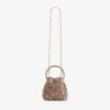 Bon Bon Tan metallic kristallen mesh handtas met kristallen handvat Bon Bon Tan metallic kristallen mesh handtas met kristallen handvat