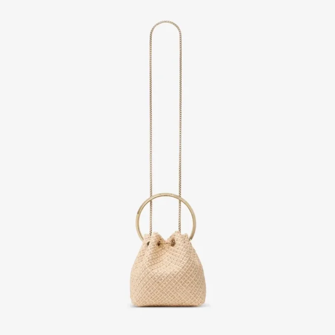 Bon Bon tas van natuurlijk raffia met parelsluiting Bon Bon tas van natuurlijk raffia met parelsluiting