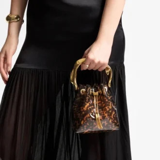 Bon Bon transparante schildpadkleurige bucket bag met gebeeldhouwd handvat