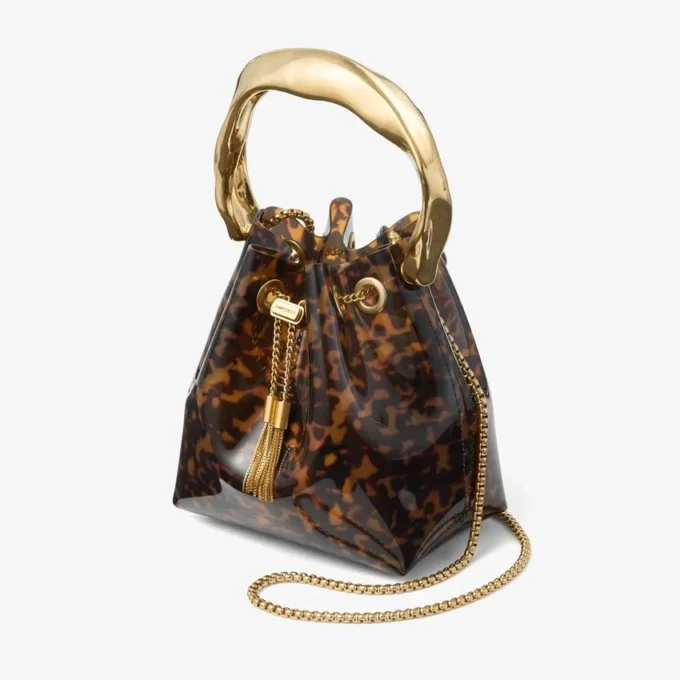 Bon Bon transparante schildpadkleurige bucket bag met gebeeldhouwd handvat Bon Bon transparante schildpadkleurige bucket bag met gebeeldhouwd handvat