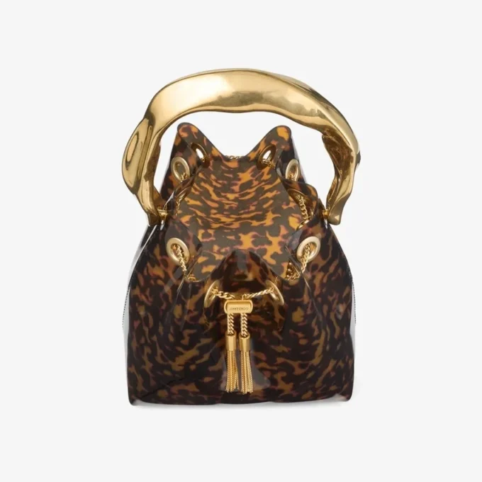 Bon Bon transparante schildpadkleurige bucket bag met gebeeldhouwd handvat Bon Bon transparante schildpadkleurige bucket bag met gebeeldhouwd handvat