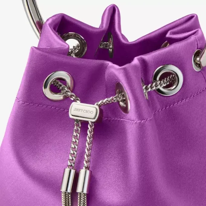 Bon Bon Violet Orchid satijnen handtas met metalen armband