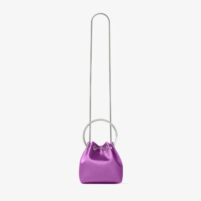 Bon Bon Violet Orchid satijnen handtas met metalen armband