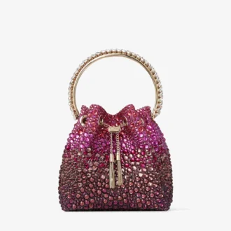 Bon Bon Winter Bloom en Violet Orchid satijnen tas met kristallen