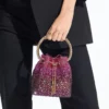 Bon Bon Winter Bloom en Violet Orchid satijnen tas met kristallen Bon Bon Winter Bloom en Violet Orchid satijnen tas met kristallen