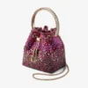 Bon Bon Winter Bloom en Violet Orchid satijnen tas met kristallen Bon Bon Winter Bloom en Violet Orchid satijnen tas met kristallen