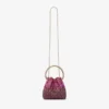 Bon Bon Winter Bloom en Violet Orchid satijnen tas met kristallen Bon Bon Winter Bloom en Violet Orchid satijnen tas met kristallen