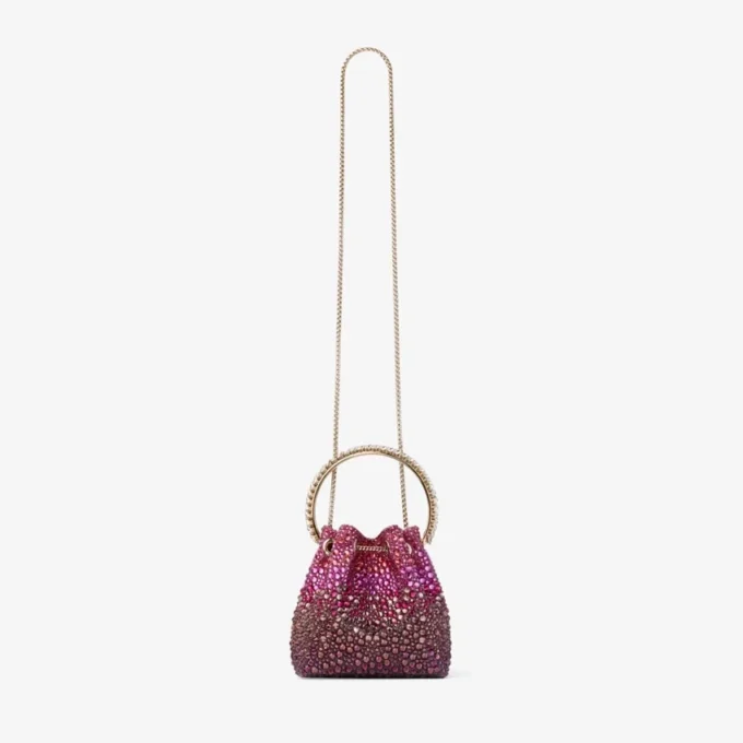 Bon Bon Winter Bloom en Violet Orchid satijnen tas met kristallen Bon Bon Winter Bloom en Violet Orchid satijnen tas met kristallen