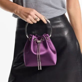 Bon Bon Winter Bloom satijnen handtas met metalen armband