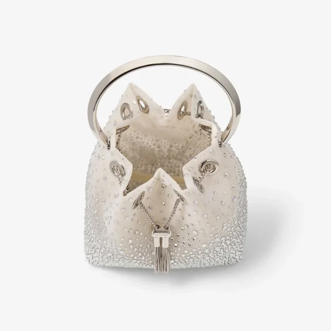 Bon Bon witte kristallen mesh handtas