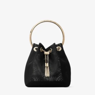 Bon Bon zwarte mesh bucket bag