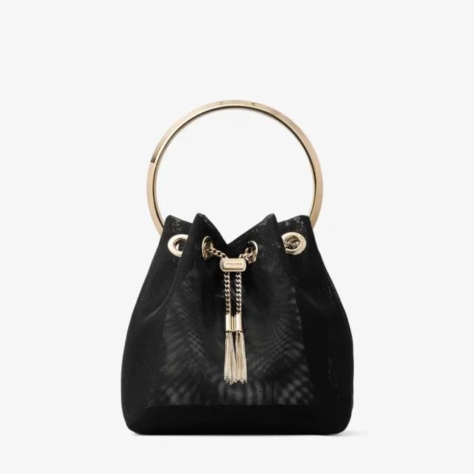 Bon Bon zwarte mesh bucket bag