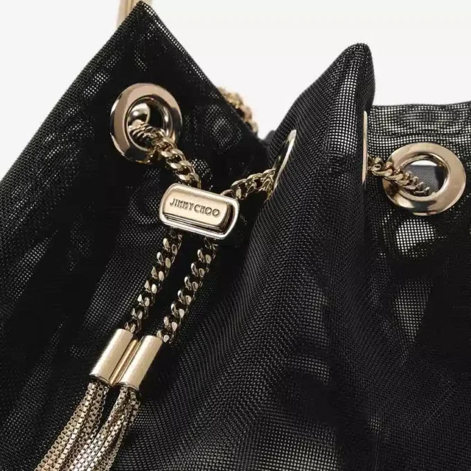 Bon Bon zwarte mesh bucket bag