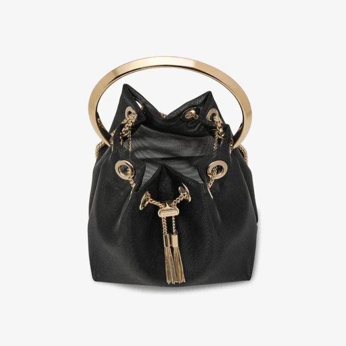 Bon Bon zwarte mesh bucket bag