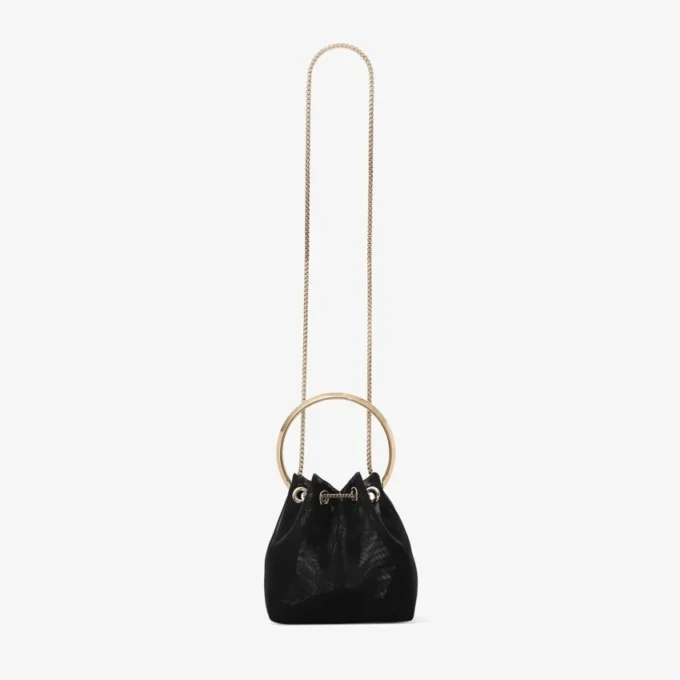 Bon Bon zwarte mesh bucket bag