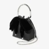 Bon Bon zwarte satijnen bucket bag met fluwelen strik