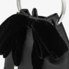 Bon Bon zwarte satijnen bucket bag met fluwelen strik