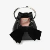 Bon Bon zwarte satijnen bucket bag met fluwelen strik
