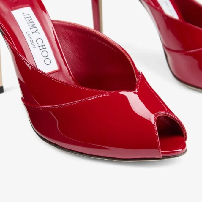 Brigitte Mule 100 Ruby Red lakschoenen