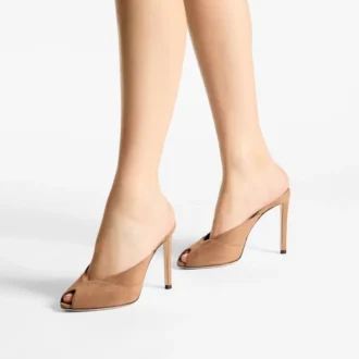 Brigitte Mule 100 Toffee Suède muiltjes