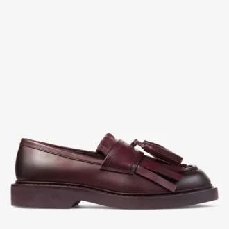 Buff Fringe Loafer Diep Merlot Loafers van gewaxt kalfsleer