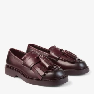 Buff Fringe Loafer Diep Merlot Loafers van gewaxt kalfsleer